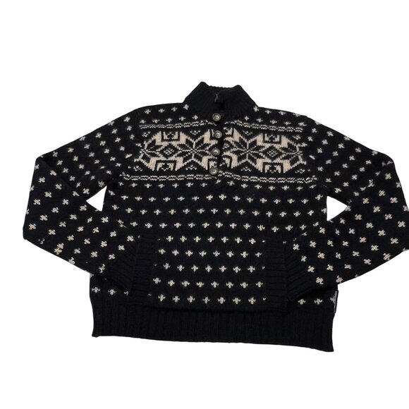 Abercrombie Fair Isle Muscle Wool Sweater, Black Gray, L - Picture 7 of 7